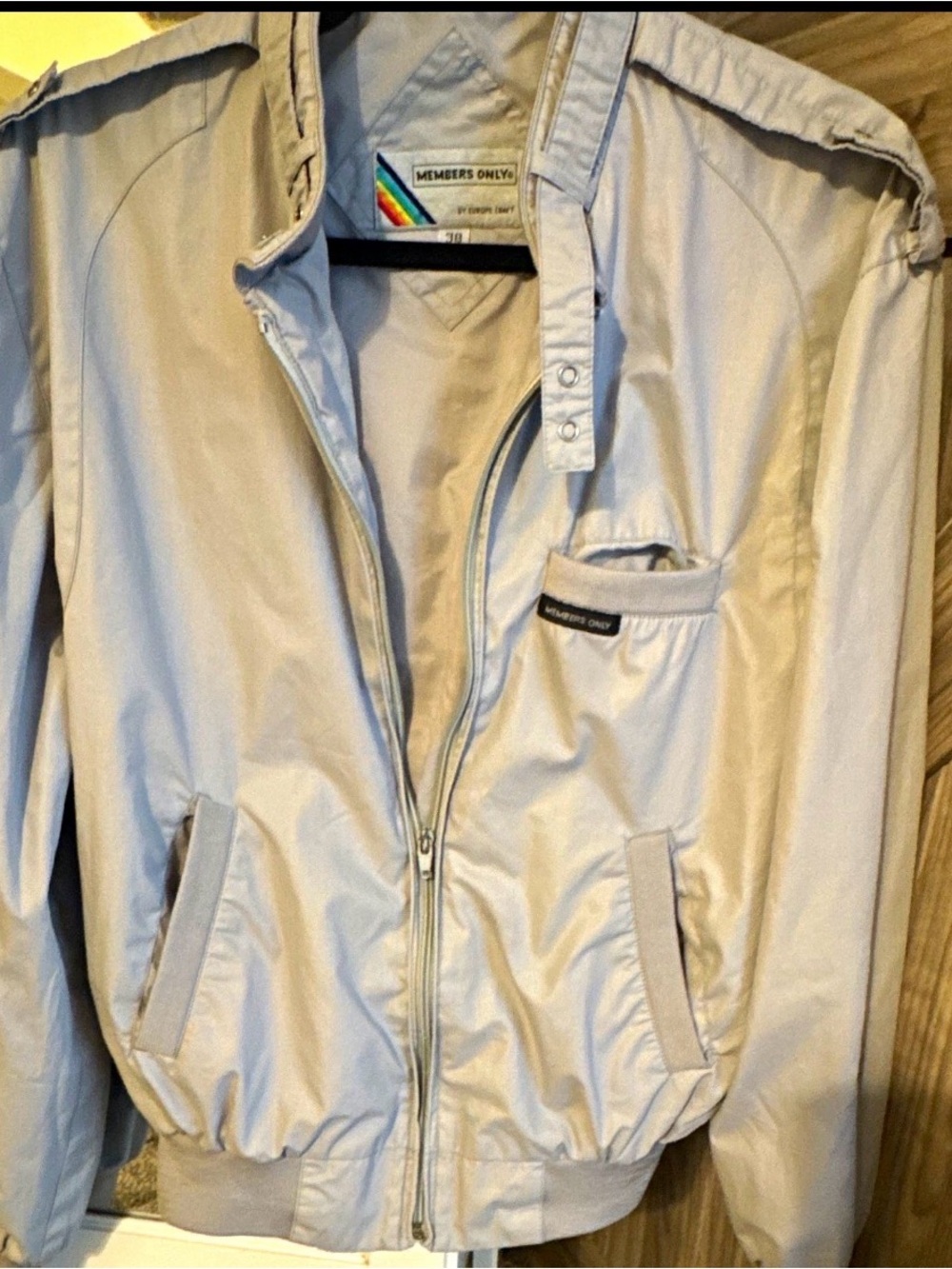 Members Only Light Gray Bomber Jacket - Medium